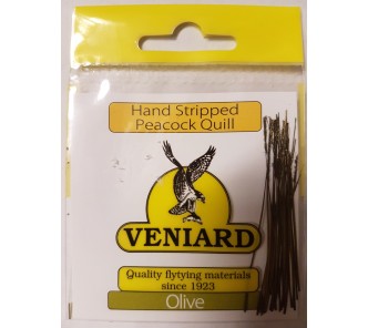 Hand Stripped Peacock Quill Olive