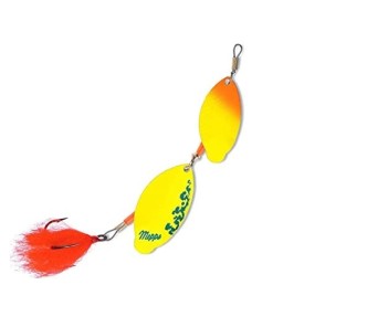 Mepps Special Spoon Pike Tandem Silver/Yellow/Green-Orange Size 2-3