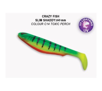 Crazy Fish Trophy Series 6.3″ Slim Shaddy – C14 Toxic Perch