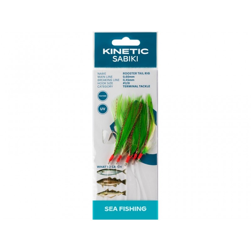 Kinetic Sabiki Rooster Tail Rig Green/Copper Flash