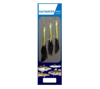 Dennett Saltwater Pro 3 Hook Luminous Eel With Black Feather Rigs