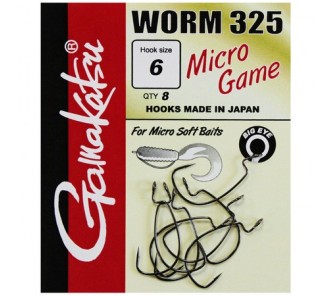 Size 6/ 8pcs - Worm 325 Micro Game Hooks - Gamakatsu